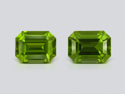Pair of peridots yellow green octagon cut  6.24 carats, Pakistan  photo