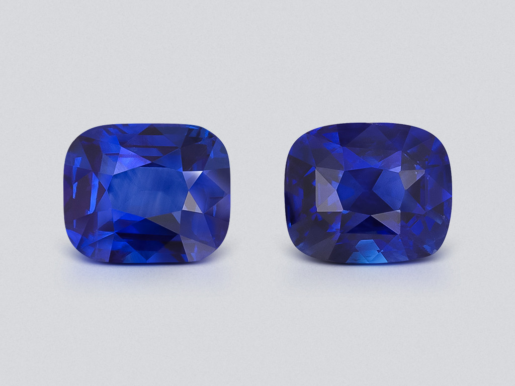 Pair of sapphires Royal Blue cushion cut 4.10 carats, Sri Lanka Image №1