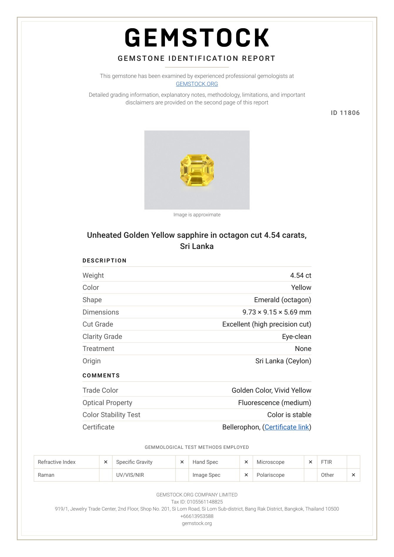 Unbehandelter Saphir Golden Yellow  oktagon-schliff 4,54 karat, Sri Lanka Image №7