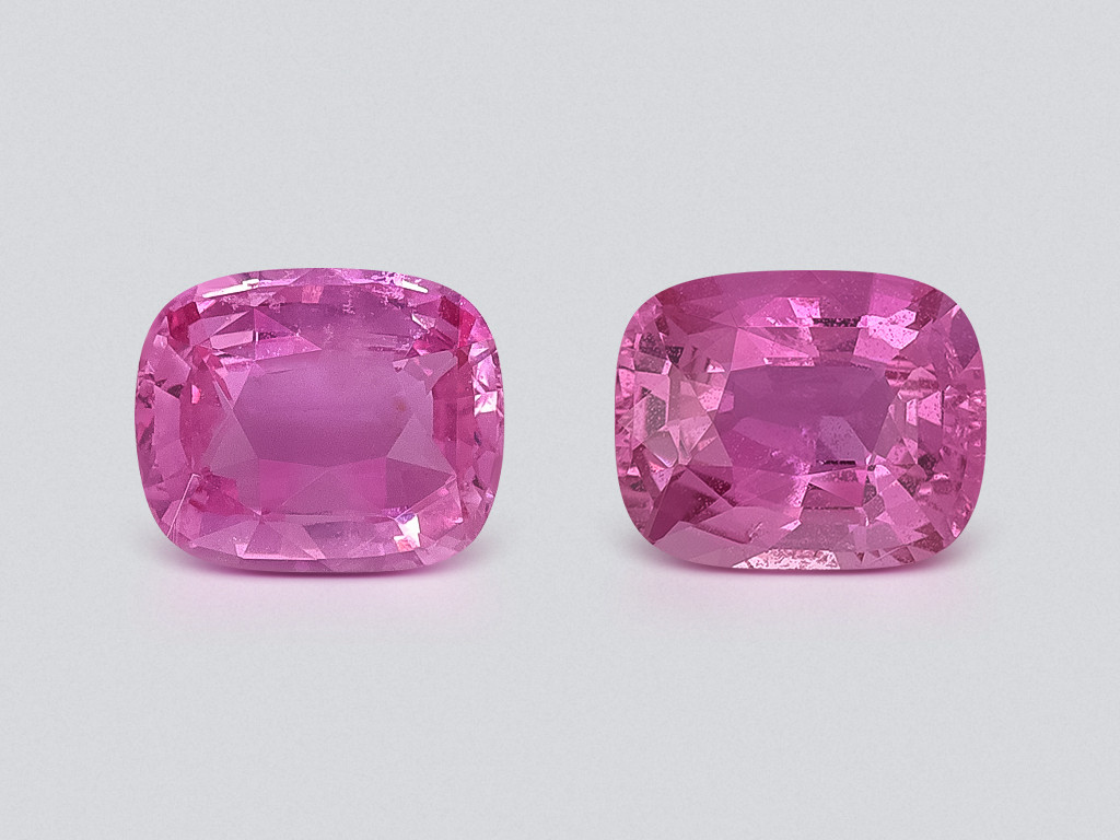 Een paar roze saffieren in kussenslijpvorm, 3,59 karat, Sri Lanka Image №1