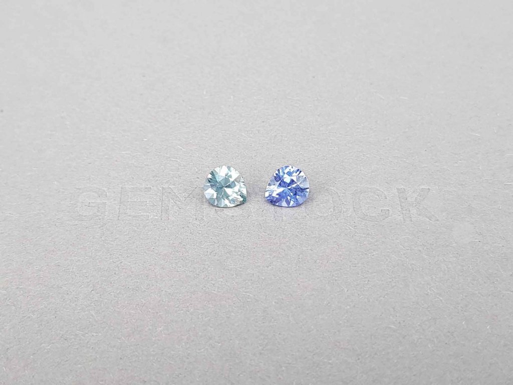Pair of unheated pear cut bluish blue sapphires 1.84 ct Image №1