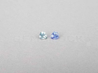 Pair of unheated pear cut bluish blue sapphires 1.84 ct photo