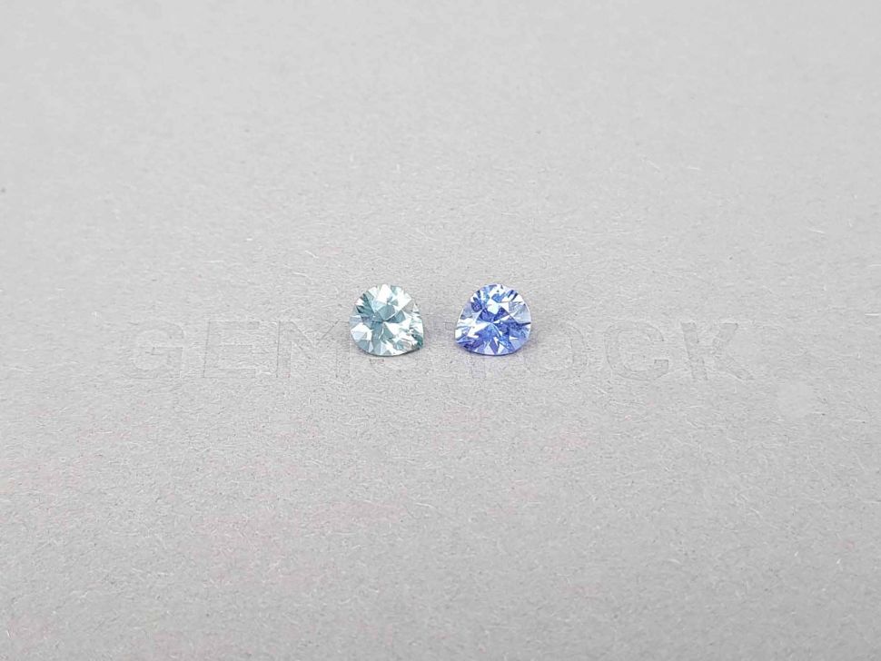 Pair of unheated pear cut bluish blue sapphires 1.84 ct Image №1