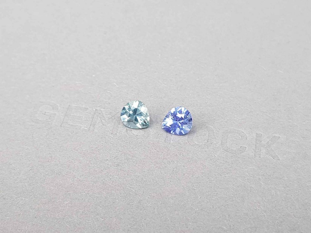Pair of unheated pear cut bluish blue sapphires 1.84 ct Image №3