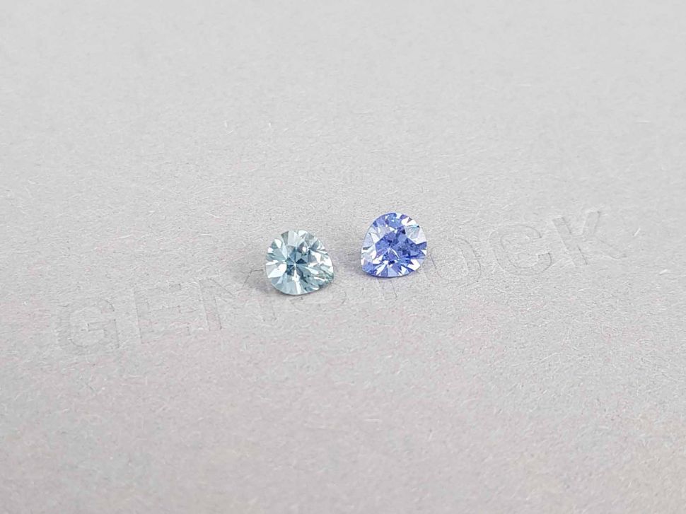 Pair of unheated pear cut bluish blue sapphires 1.84 ct Image №2