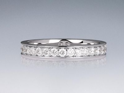 Ring with diamonds in 18K white gold photo
