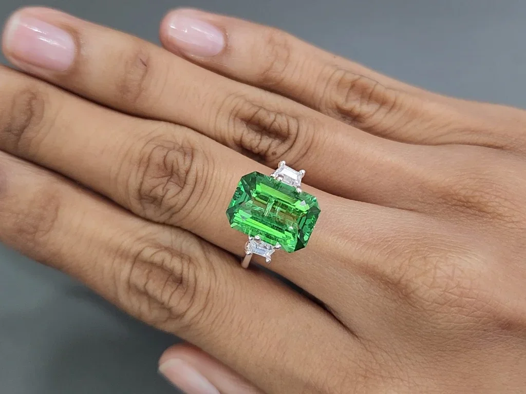 Unique vibrant green tsavorite garnet in octagon cut 7.06 carats  Image №5