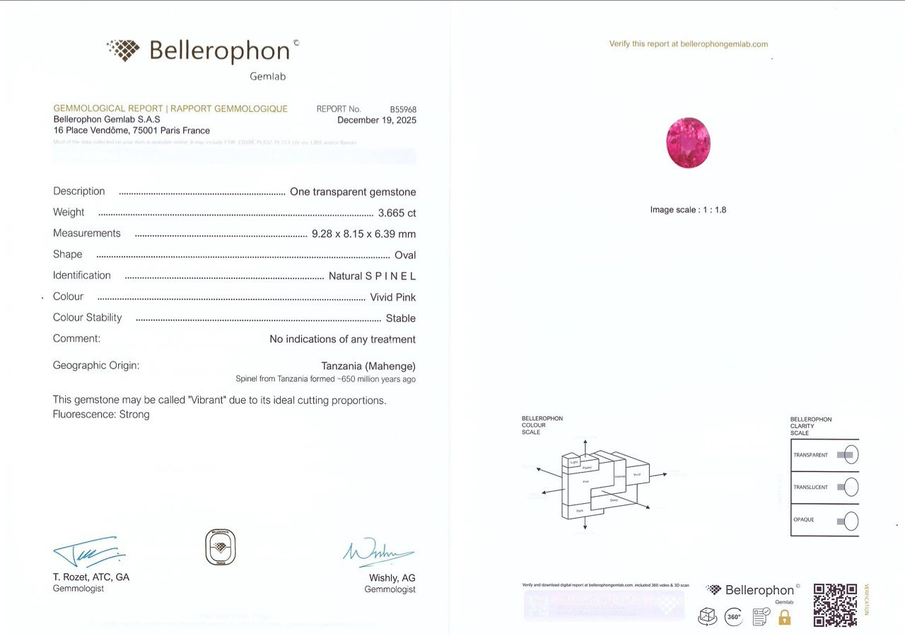 Espinela rosa intenso Mahenge de talla ovalada de 3,67 quilates, Tanzania   Image №6