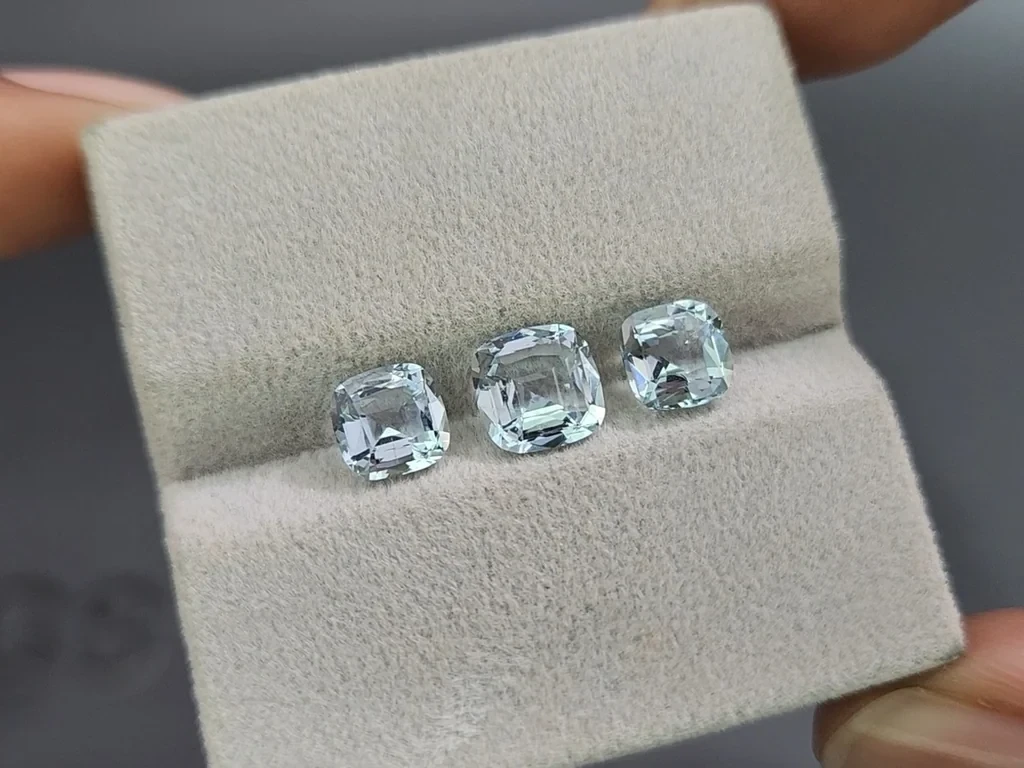 Set of aquamarines cushion cut 2.89 carats, Madagascar Image №5