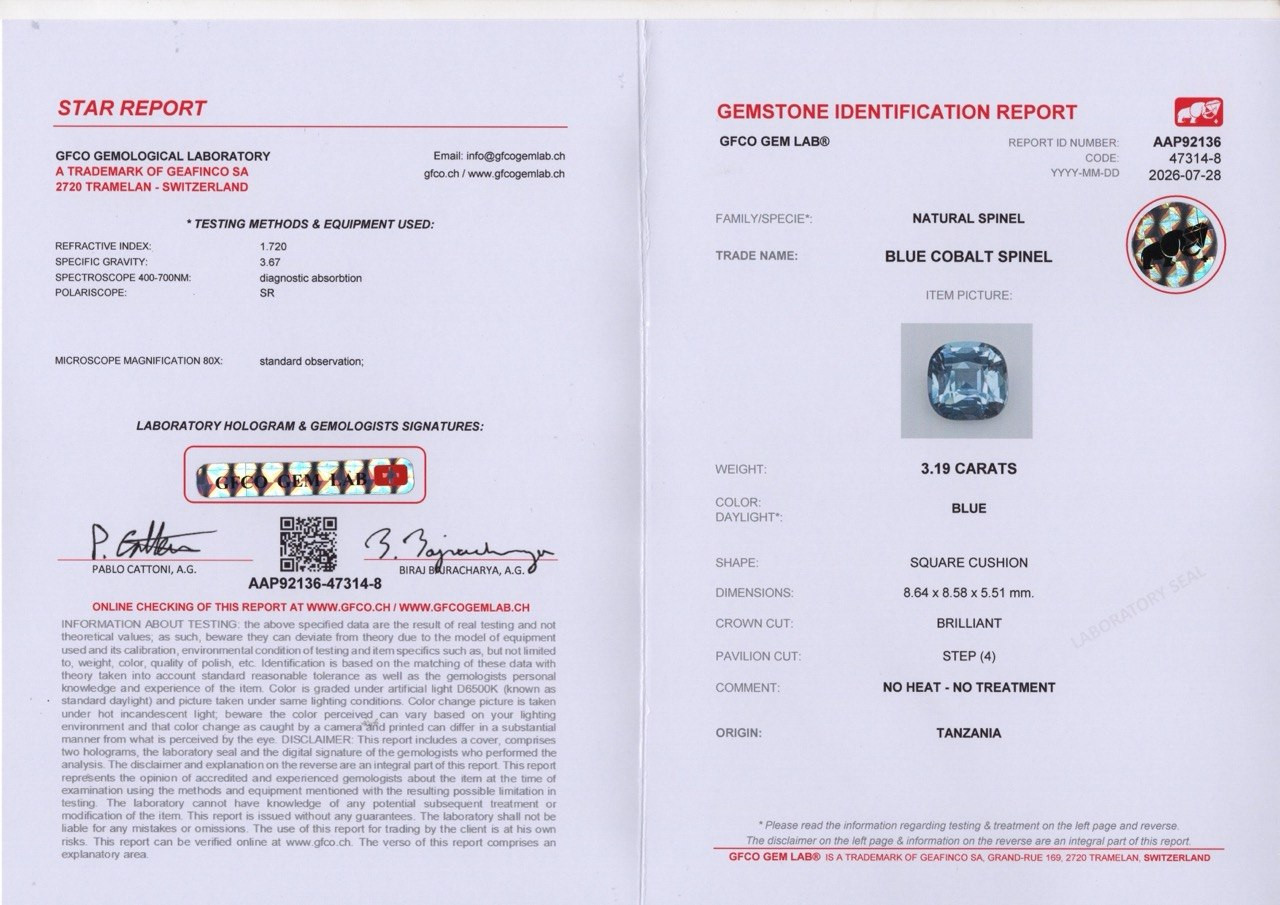 Kobalt spinell im kissenschliff 3,19 karats, Tansania Image №6
