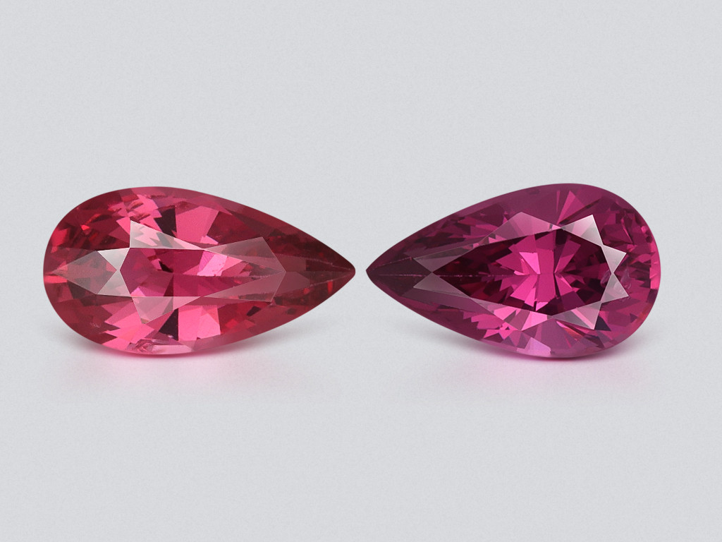 Paar rot-rosa spinell Mahenge im birnenschliff 2,28 karat, Tansania Image №1