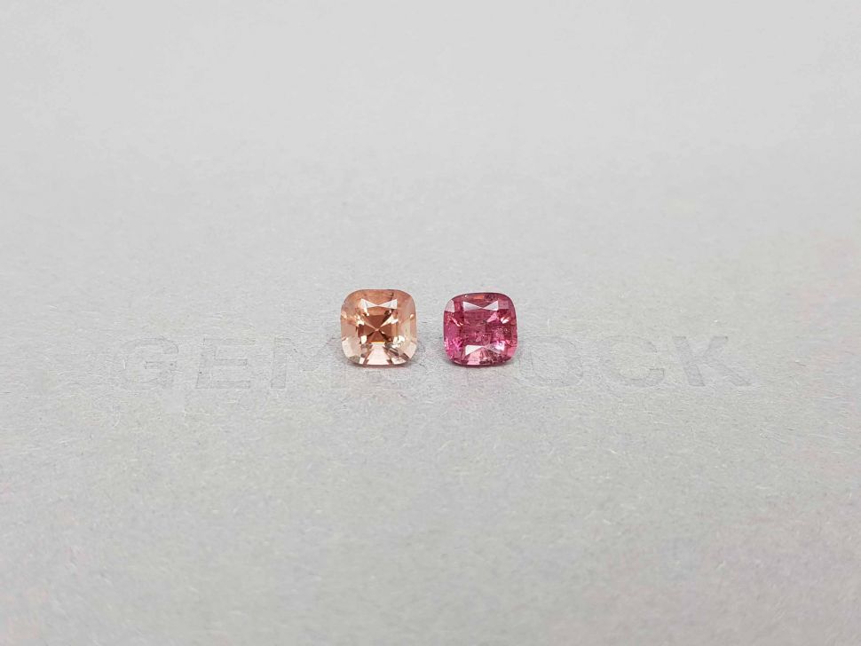 Bright contrasting pair of pink and orange tourmalines 2.00 ct Image №1