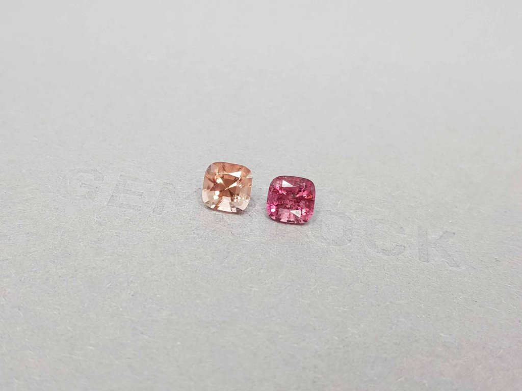 Bright contrasting pair of pink and orange tourmalines 2.00 ct Image №3