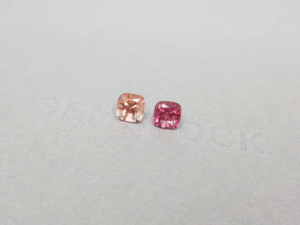 Bright contrasting pair of pink and orange tourmalines 2.00 ct Image №3