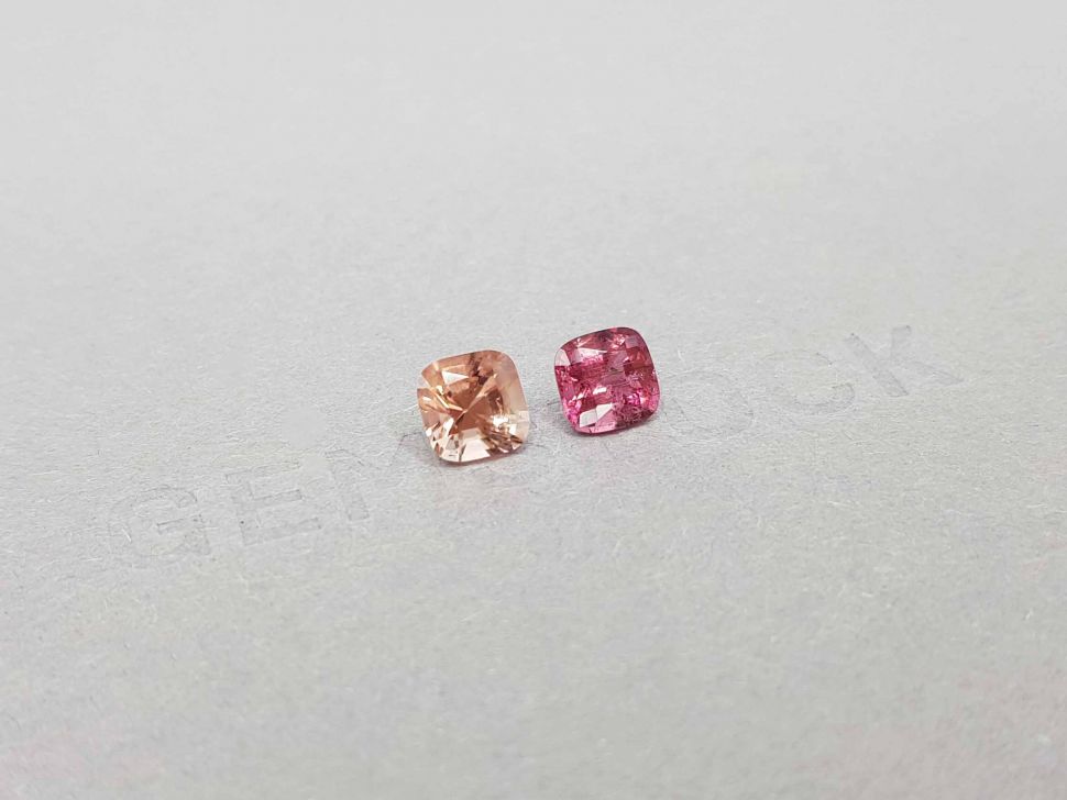 Bright contrasting pair of pink and orange tourmalines 2.00 ct Image №2