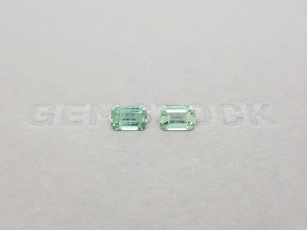 Pair of bluish-green octagon-cut tourmalines 1.82 ct Image №1