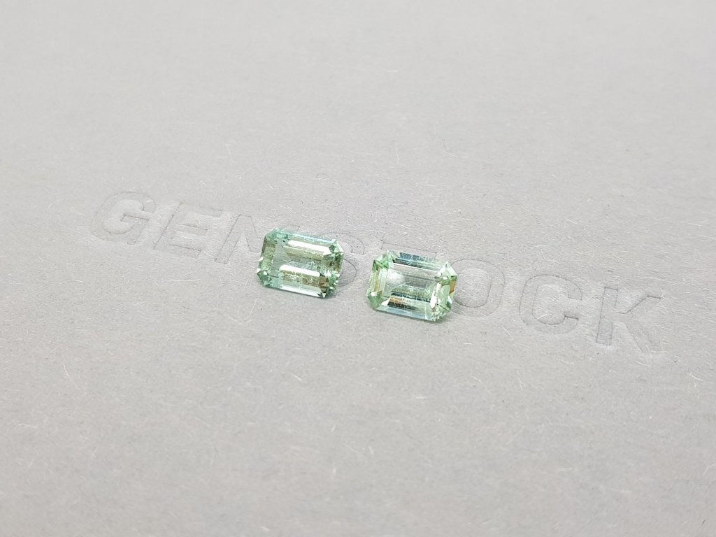 Pair of bluish-green octagon-cut tourmalines 1.82 ct Image №3