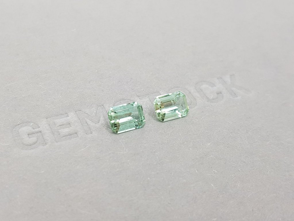 Pair of bluish-green octagon-cut tourmalines 1.82 ct Image №2