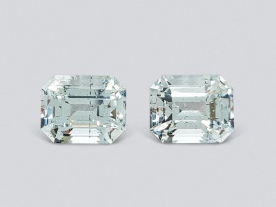 Pair of octagon cut aquamarines 7.07 carats, Africa photo