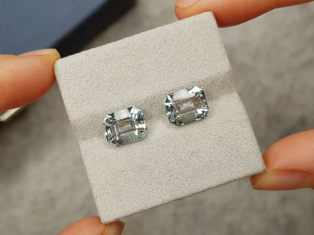 Pair of octagon cut aquamarines 7.07 carats, Africa Image №4