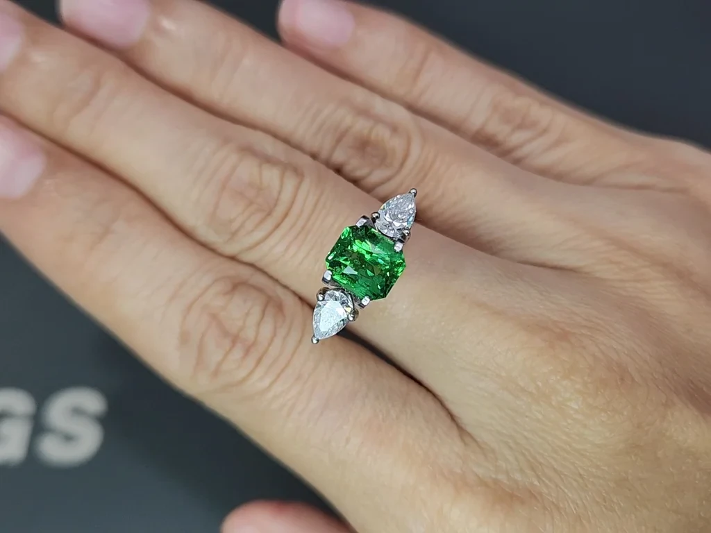 Ein leuchtend grüner granat tsavorit im radiant-schliff mit 2,53 karat, Tansania Image №5
