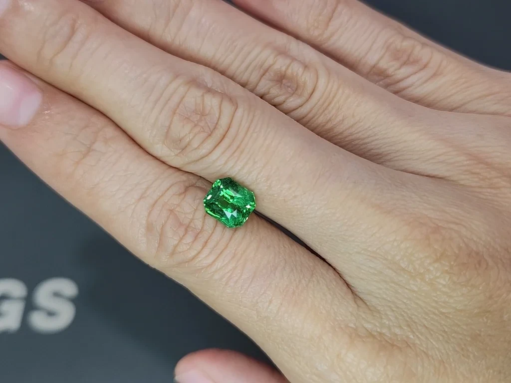 Ein leuchtend grüner granat tsavorit im radiant-schliff mit 2,53 karat, Tansania Image №2