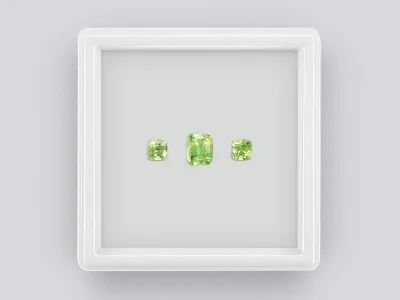 Set of yellow-green tsavorite cushion cut 1.63 ct photo