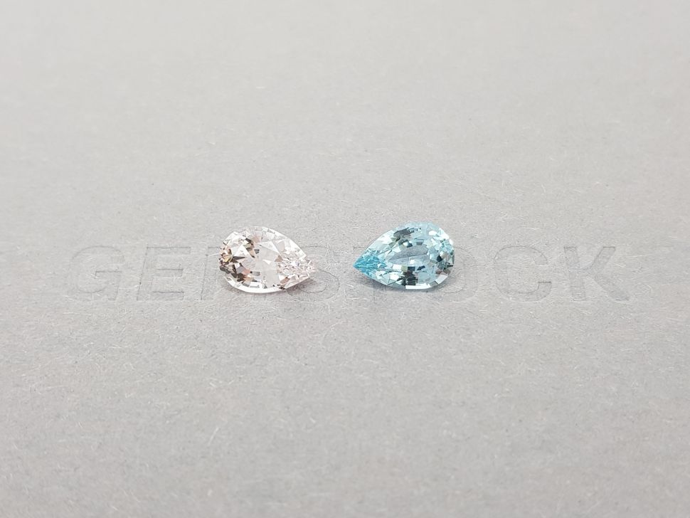 Pair of pink morganite and blue aquamarine 2.29 ct, Africa Image №1