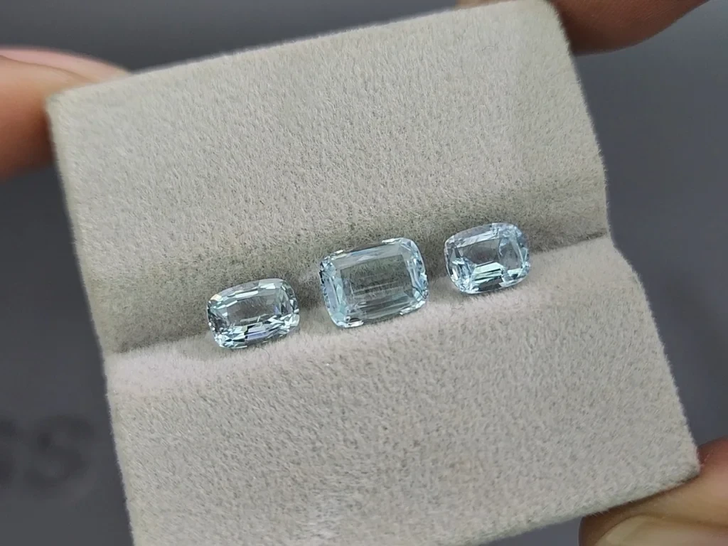 Ensemble aigues-marines taille coussin 2,61 carats, Madagascar Image №5