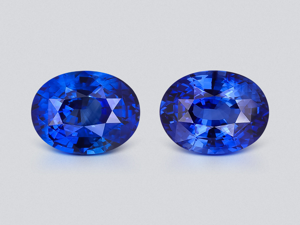 Pair of sapphires Royal Blue oval cut 8.15 carats, Sri Lanka Image №1
