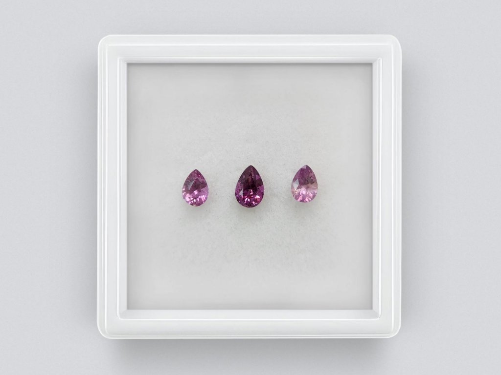 Set of pink unheated pear-cut sapphires 1.07 carats, Madagascar Image №1