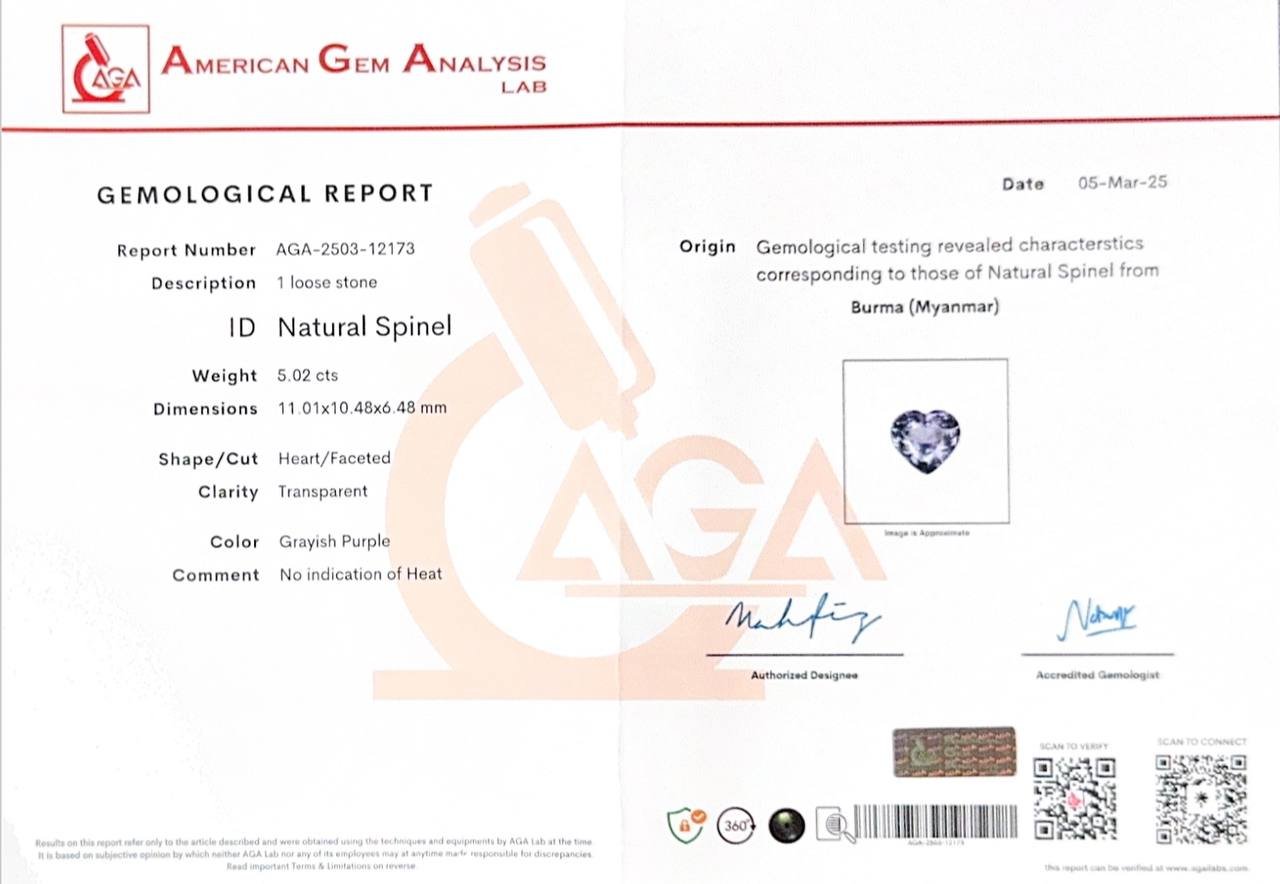 Lila spinell im herzschliff 5.02 carats, Burma Image №6