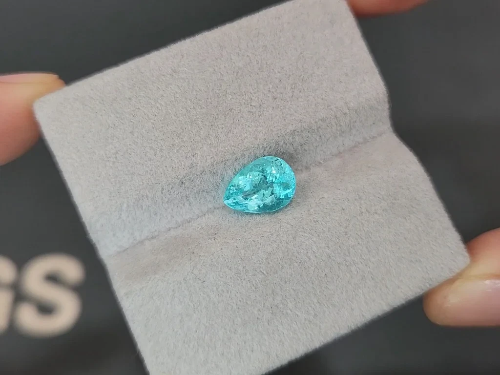 Neon greenish blue Paraiba tourmaline pear cut 1.91 carats, Afghanistan Image №4
