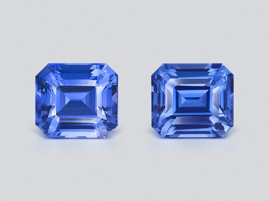 Paire de saphirs bleu intense taille octogonale de 11,36 carats, Sri Lanka Image №1