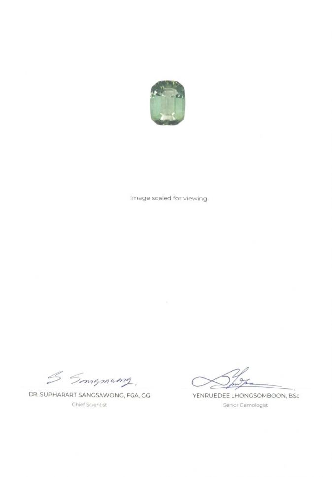 Certificate Bright green tourmaline with a blue tint of 12.55 ct