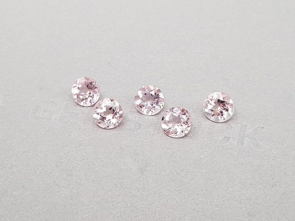 Set of pink morganites in round cut 4.63 carats Image №3