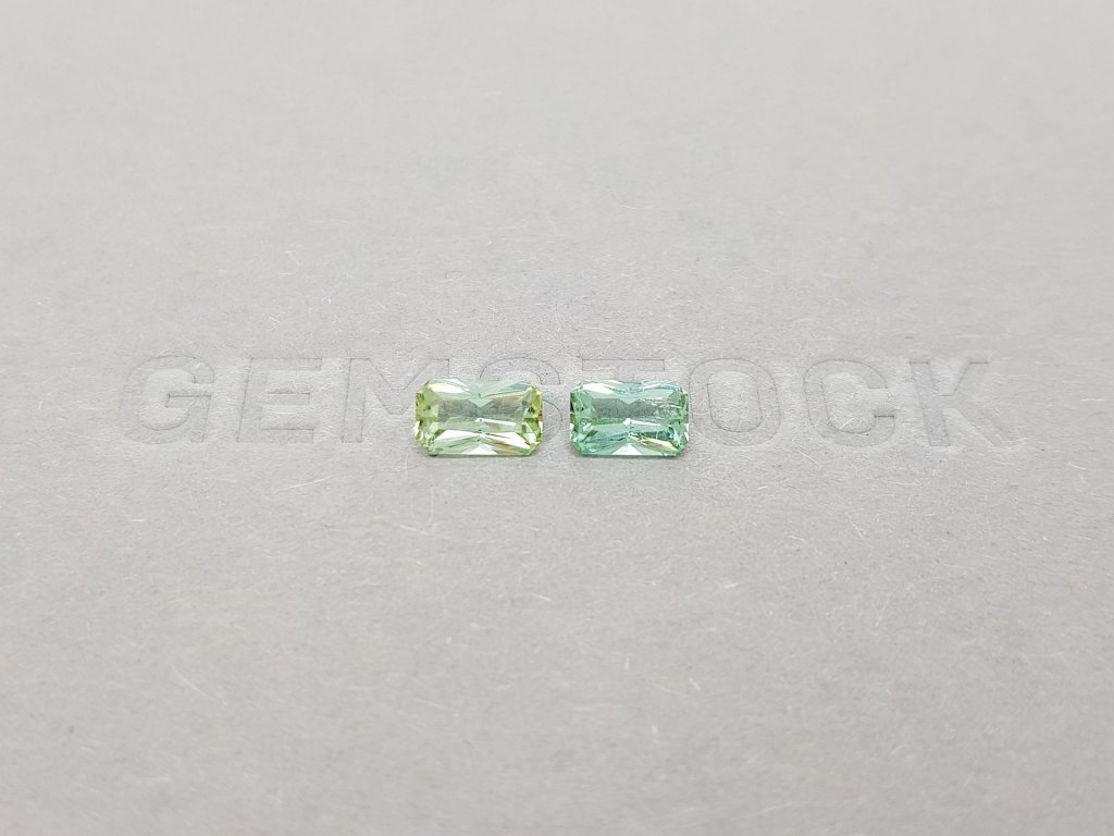 Pair of radiant-cut green tourmalines 1.33 ct, Afghanistan Image №1