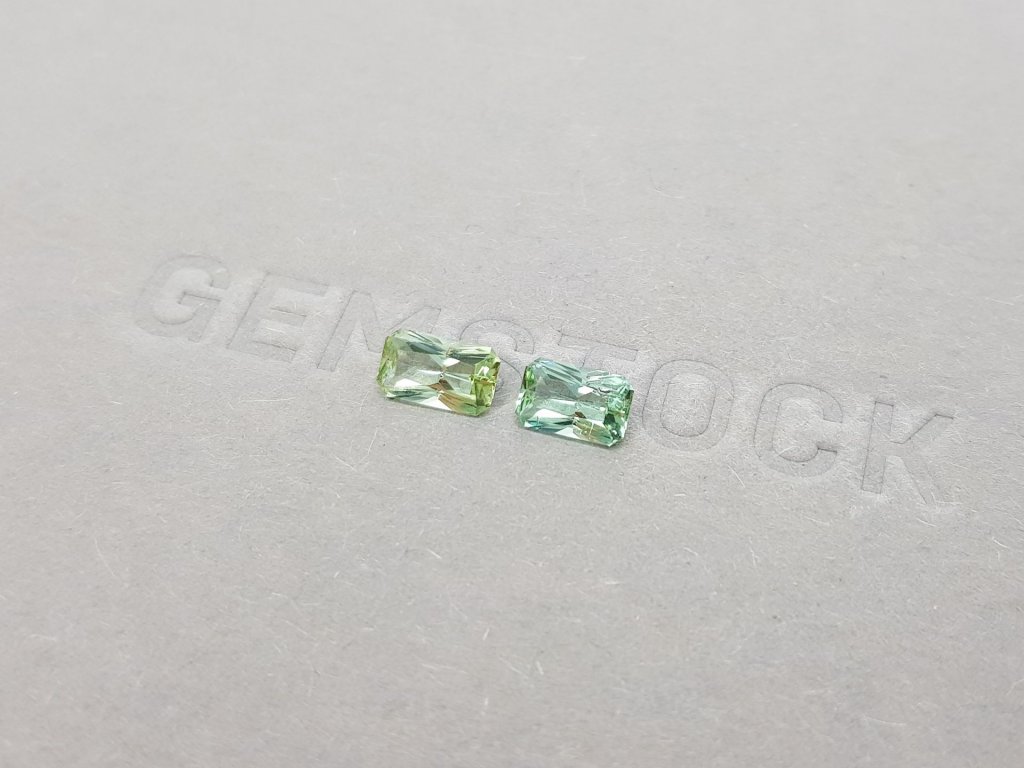 Pair of radiant-cut green tourmalines 1.33 ct, Afghanistan Image №3