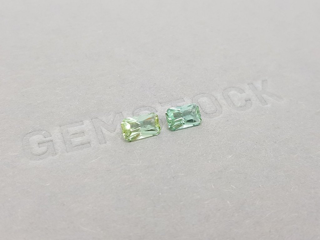 Pair of radiant-cut green tourmalines 1.33 ct, Afghanistan Image №2