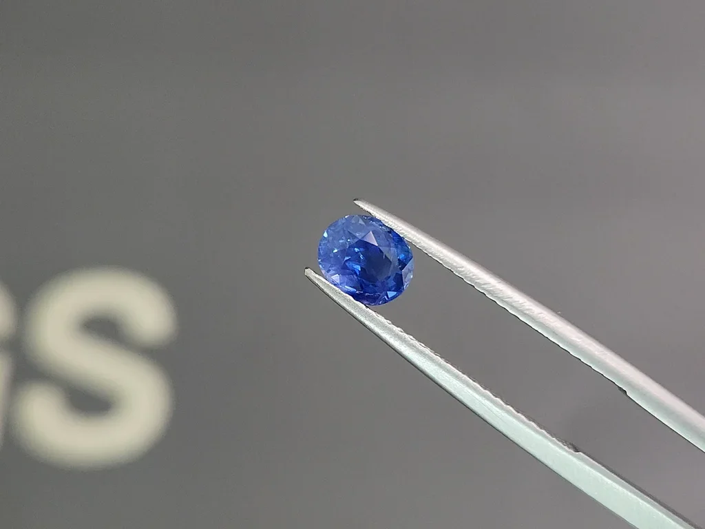 Zafiro azul aciano de talla ovalada sin calentar de 1,15 carats, de Sri Lanka Image №3