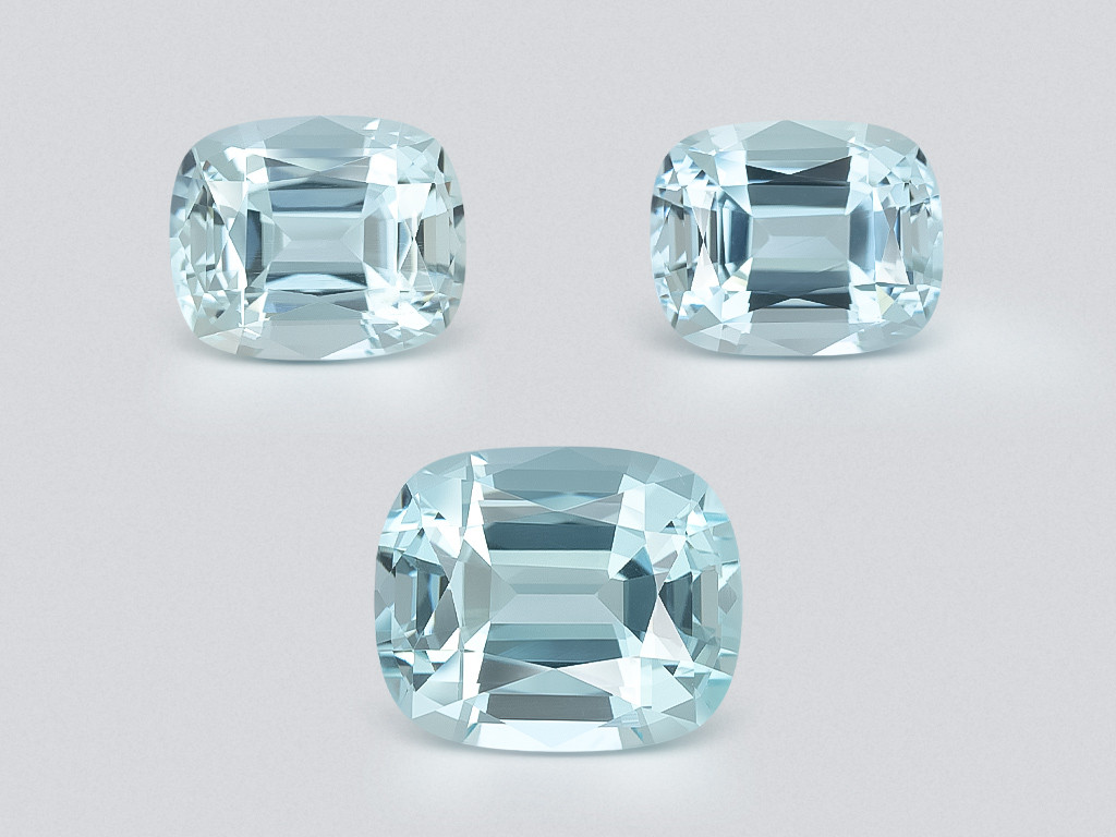 Set aquamarine cushion cut 10.47 carats, Madagascar Image №1