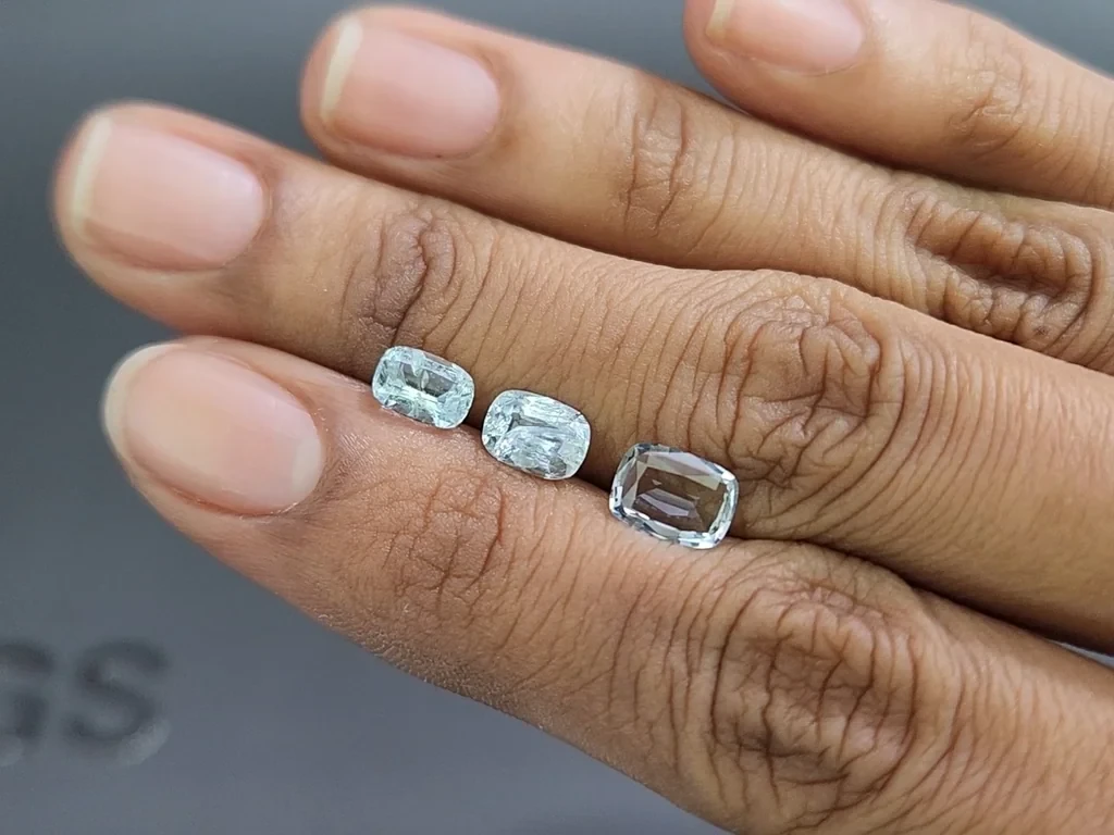 Set of aquamarines cushion cut 2.20 carats, Madagascar Image №2