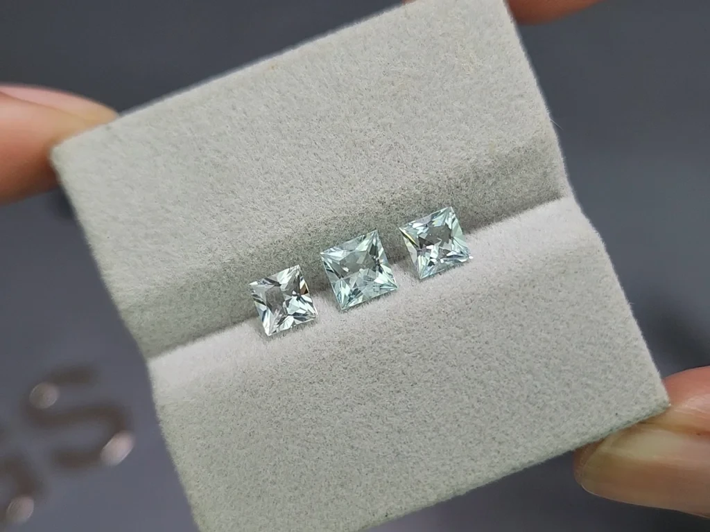 Set of aquamarines princess cut 1.58 carats, Madagascar Image №5