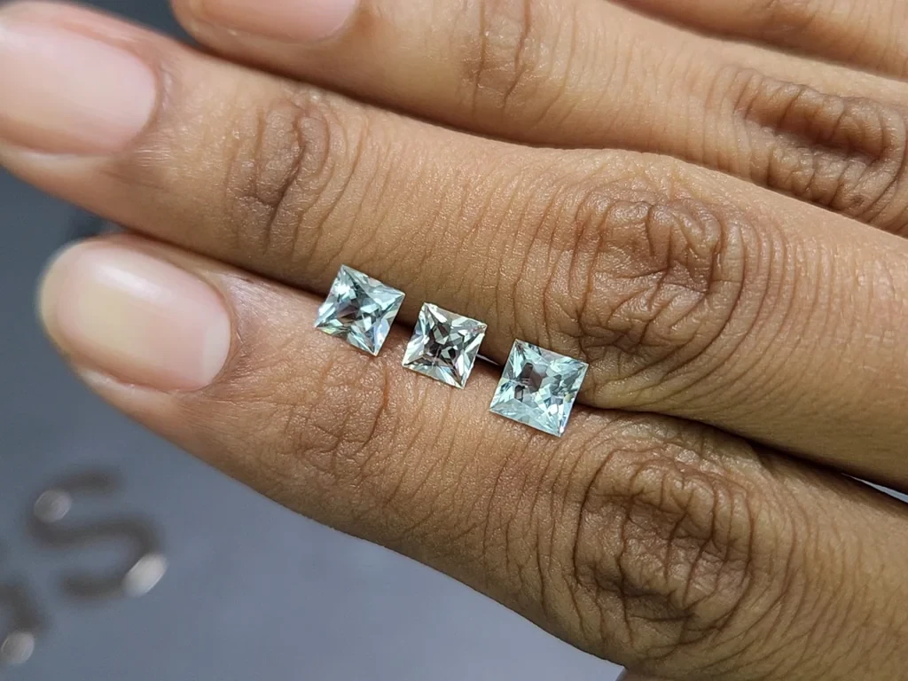 Set of aquamarines princess cut 1.58 carats, Madagascar Image №2