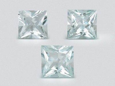 Set of aquamarines princess cut 1.58 carats, Madagascar photo
