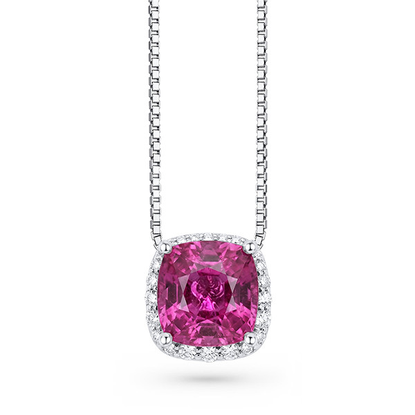Pendentif en or blanc 18 carats serti d'une rubellite de 4,49 carats et de diamants Image №1