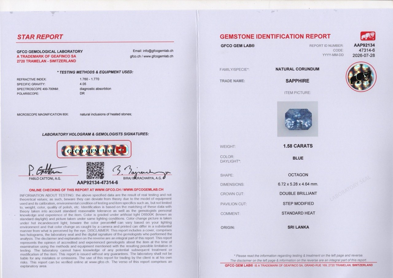 Blue sapphire radiant cut 1.58 carats,  Sri Lanka Image №6