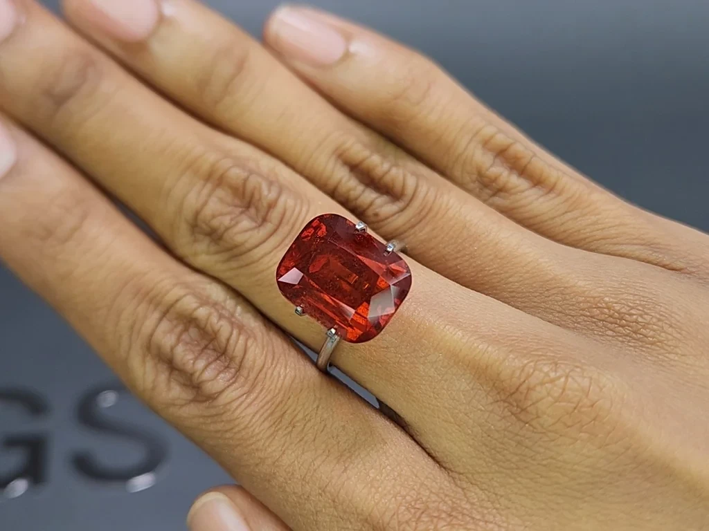 Garnet spessartine cushion cut 14.97 carats,  Africa Image №5
