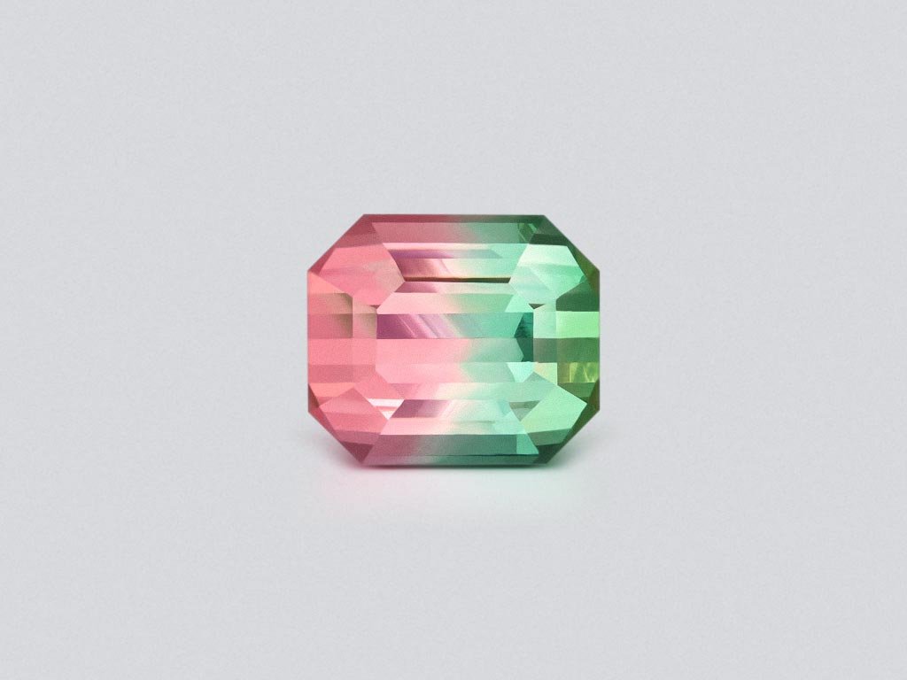 Bi-color pink-green watermelon tourmaline in octagon cut 3.84 carats, Congo Image №1