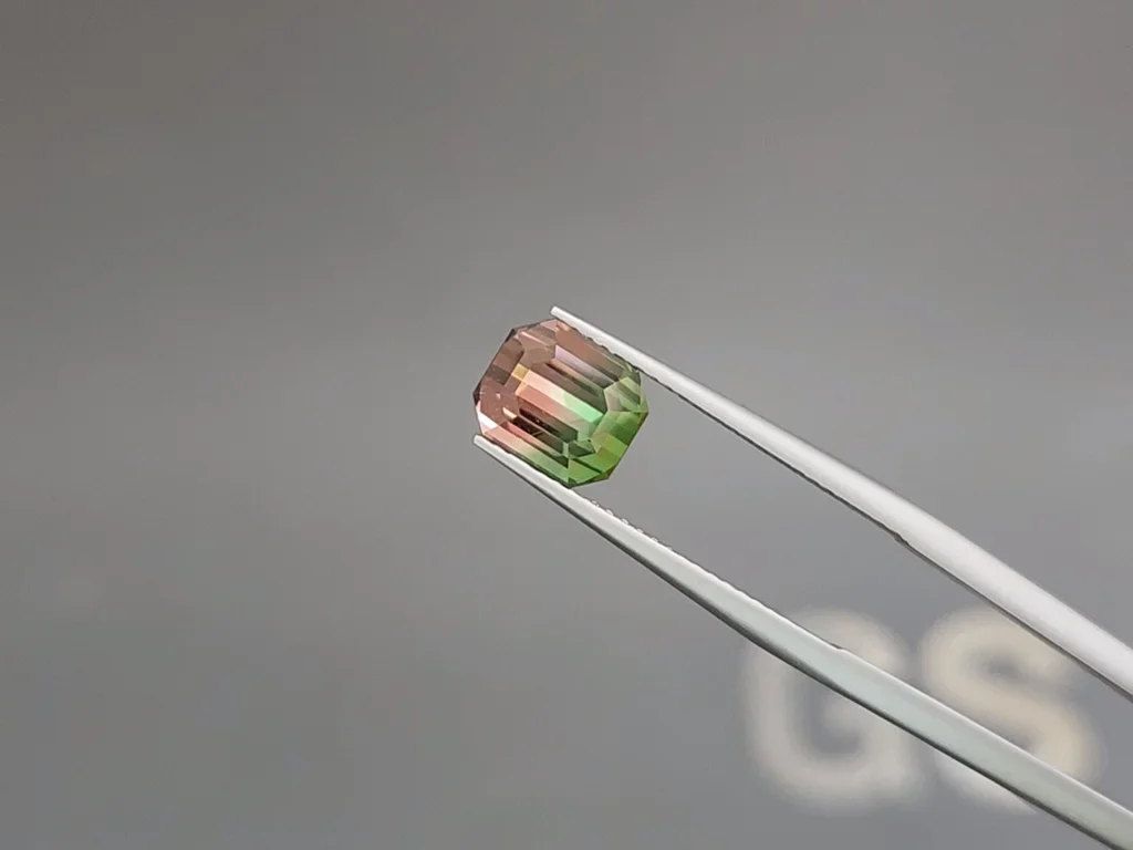 Bi-color pink-green watermelon tourmaline in octagon cut 3.84 carats, Congo Image №3